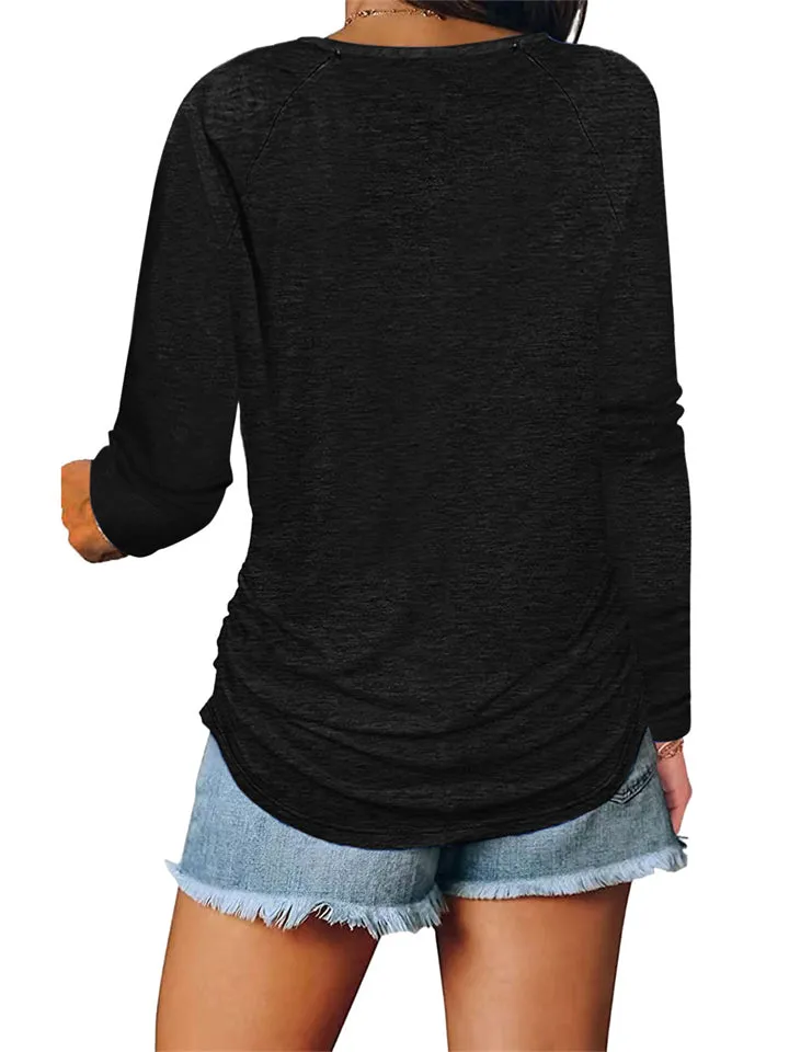 Autumn New Chest Zipper Casual Long Sleeve Women Tops