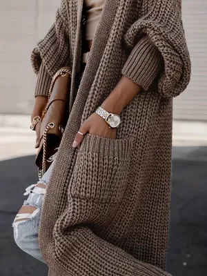 Avencea longer knit cardigan with pockets – Elegant women's fashion for any occasion