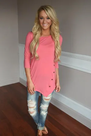 Baby I'm Yours Button Top - Pink