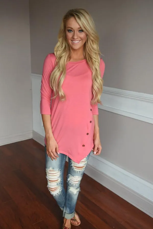 Baby I'm Yours Button Top - Pink