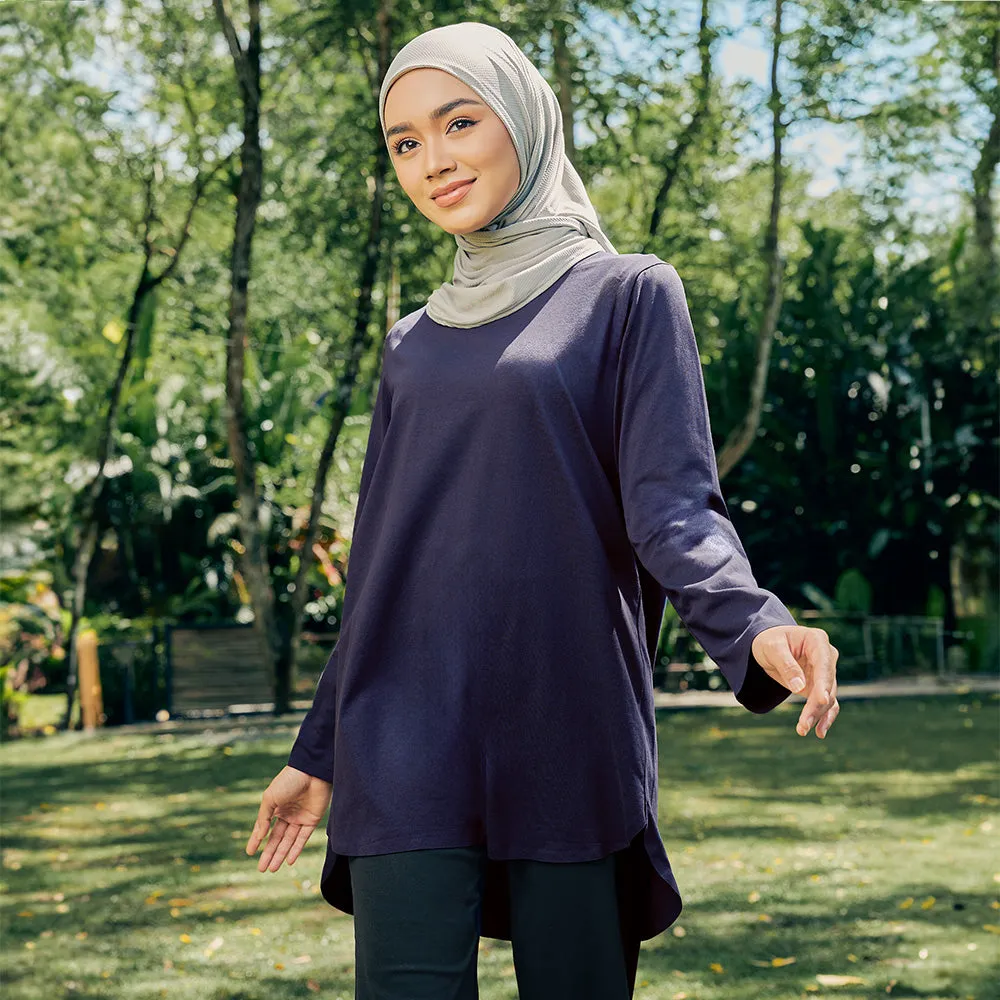 Back Pleated Top - Blue Black