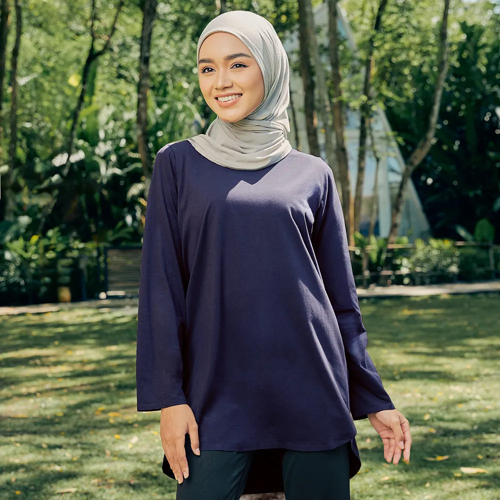 Back Pleated Top - Blue Black