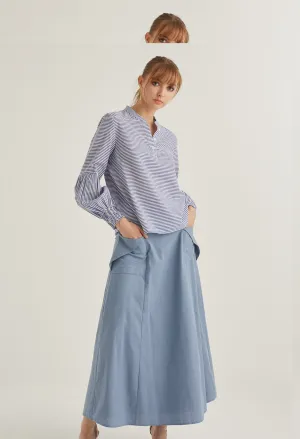 Balloon Sleeve Striped Blouse