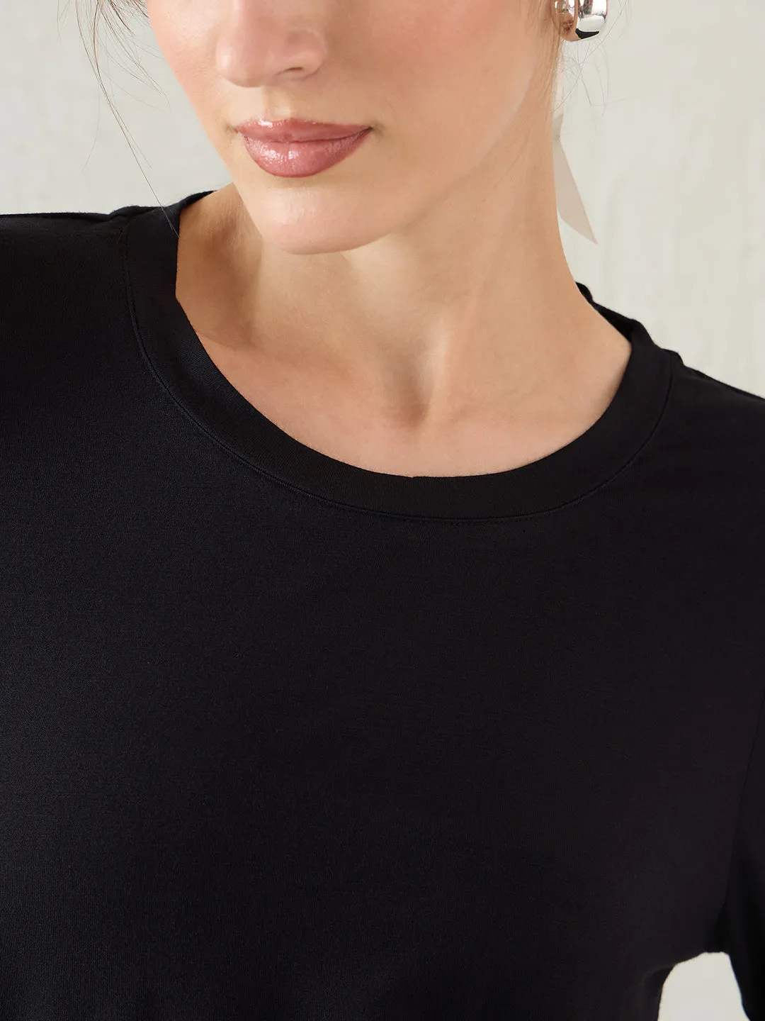 Bamboo Black Knit T-Shirt