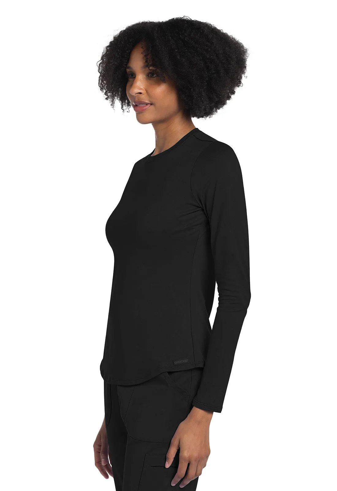 Basics CK773 Long Sleeve Underscrub Knit Tee Black