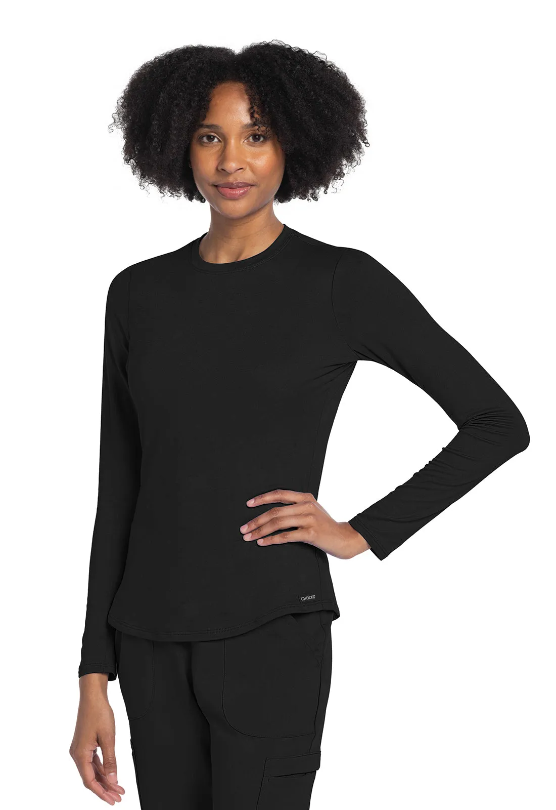 Basics CK773 Long Sleeve Underscrub Knit Tee Black