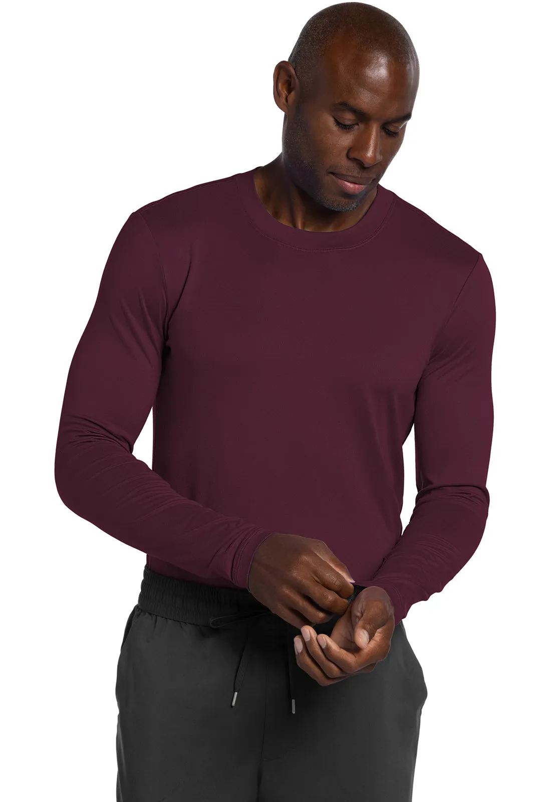 Basics CK807 Men's Long Sleeve Underscrub Knit Tee Wine