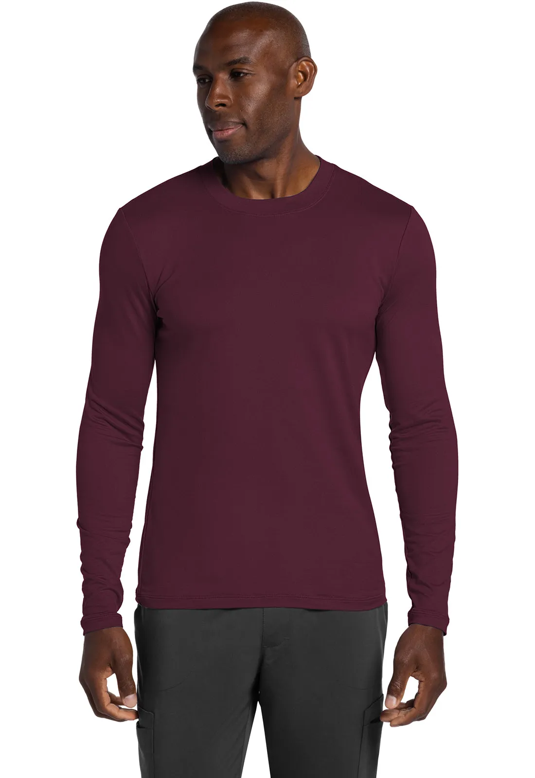Basics CK807 Men's Long Sleeve Underscrub Knit Tee Wine