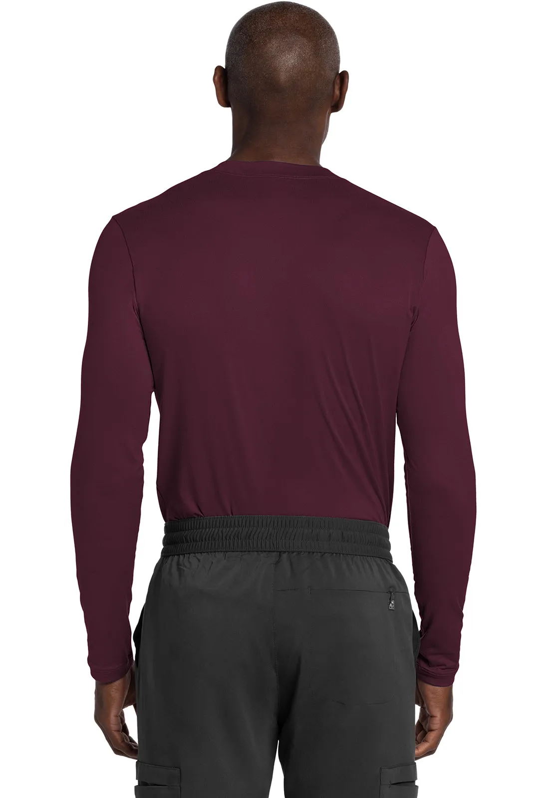 Basics CK807 Men's Long Sleeve Underscrub Knit Tee Wine