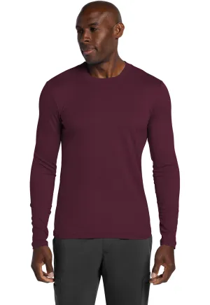 Basics CK807 Men's Long Sleeve Underscrub Knit Tee Wine