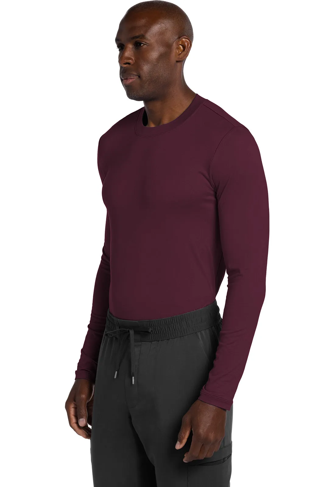 Basics CK807 Men's Long Sleeve Underscrub Knit Tee Wine