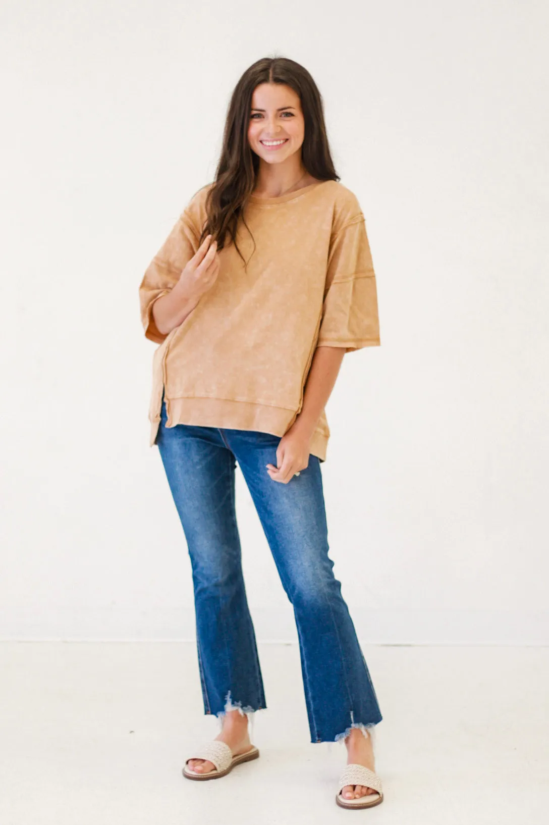 Believe in Love Casual Top in Taupe