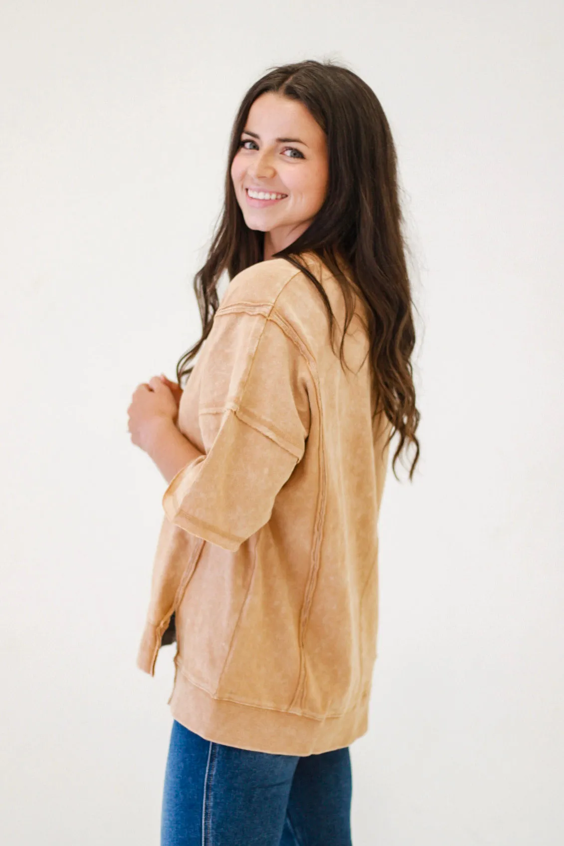 Believe in Love Casual Top in Taupe