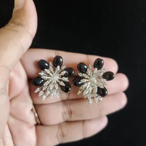 Bhargavi V  American Diamond Classic Tops With Rhodium Plating Black