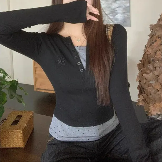 Black Buttoned Down Ribbed Top