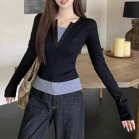 Black Buttoned Down Ribbed Top
