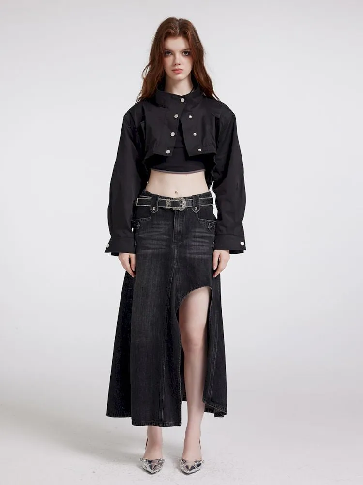 black casual short coat