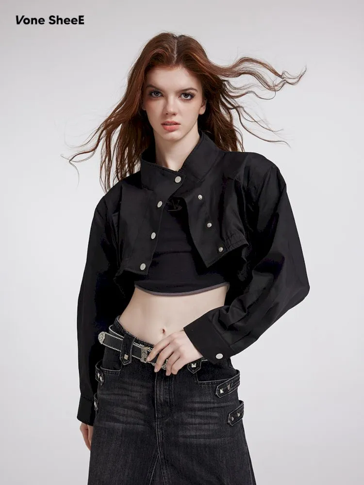 black casual short coat