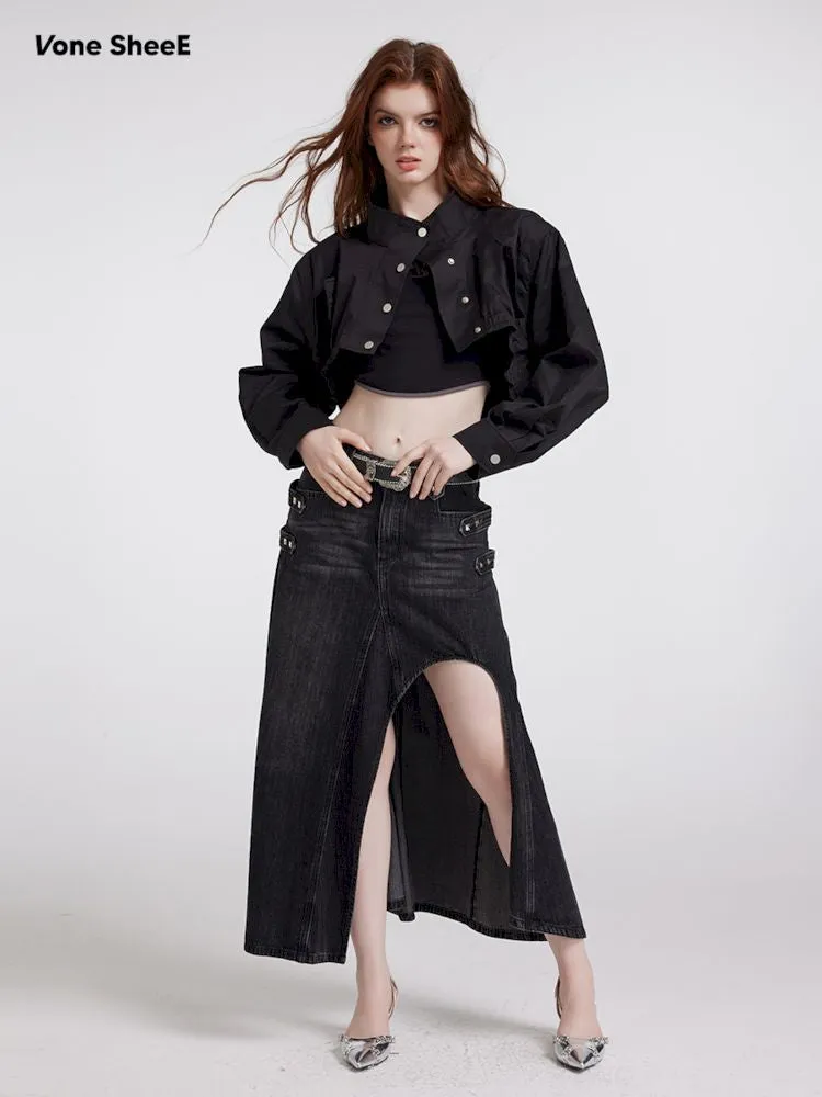 black casual short coat