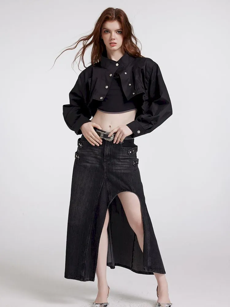 black casual short coat