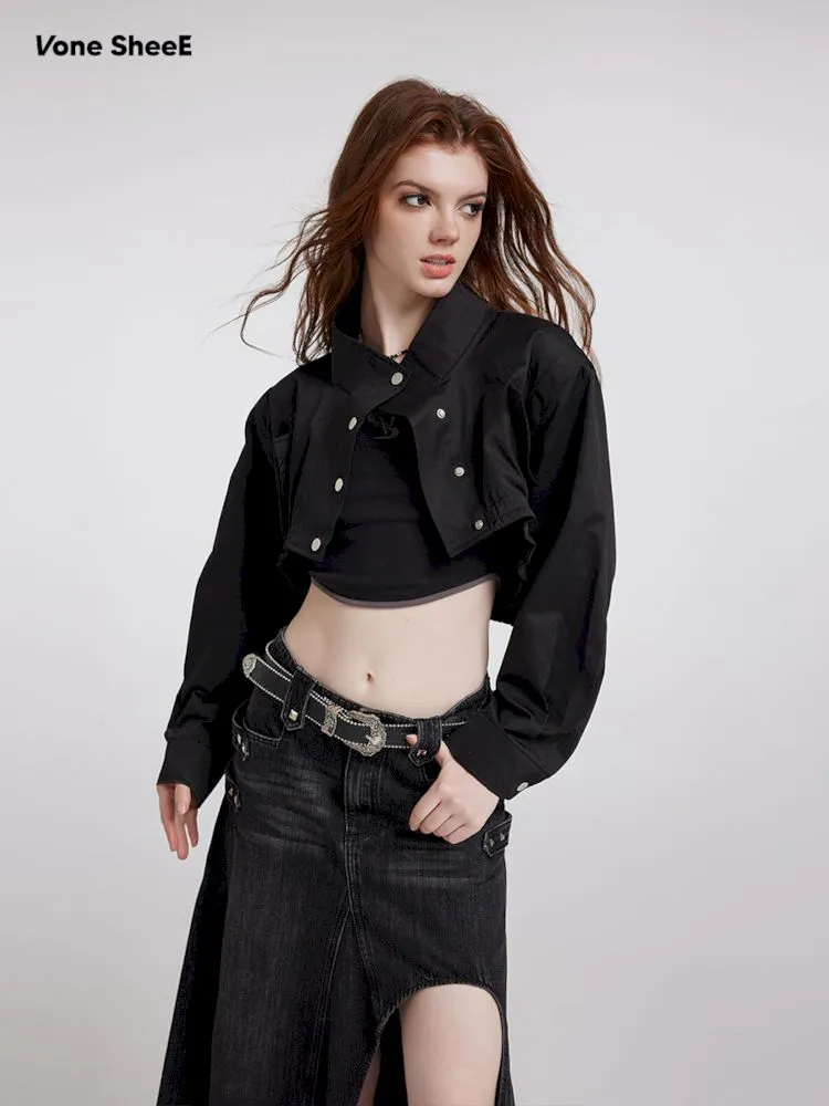 black casual short coat