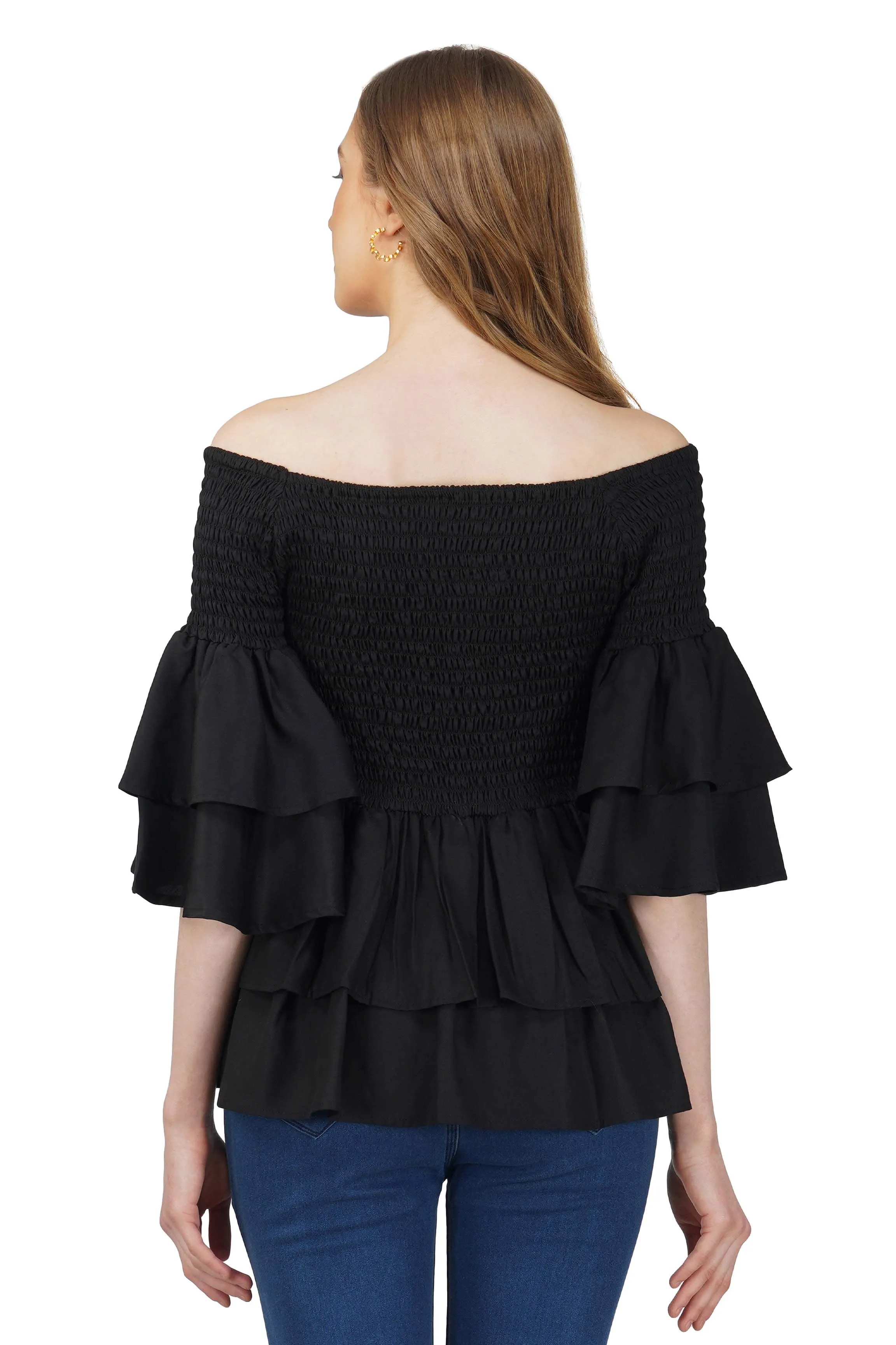 Black Double Layer Smoked Top