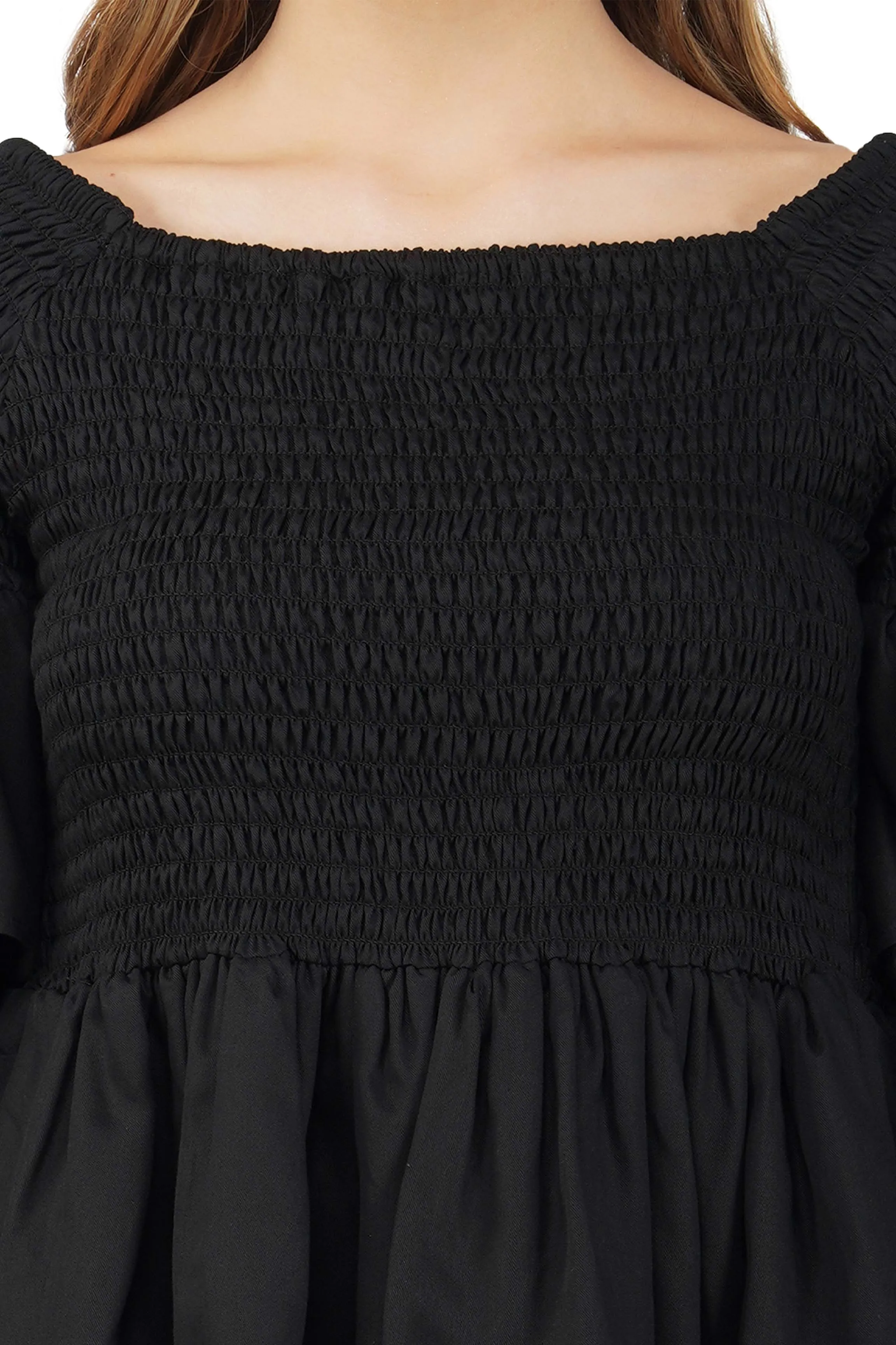 Black Double Layer Smoked Top