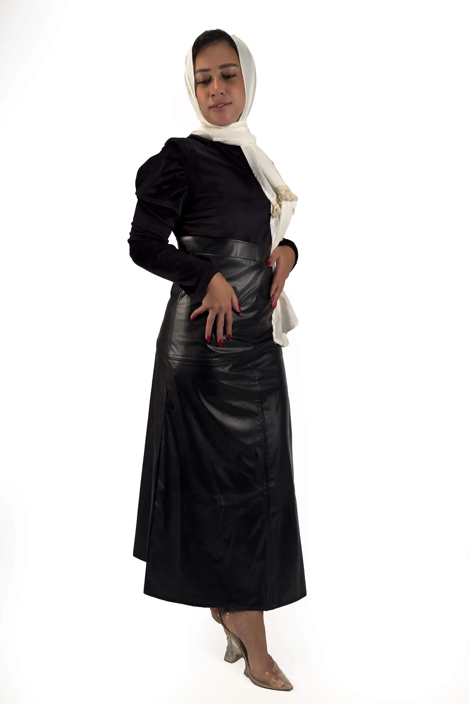 Black Emma Ultra-Chic Leather Maxi Skirt