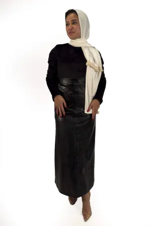 Black Emma Ultra-Chic Leather Maxi Skirt