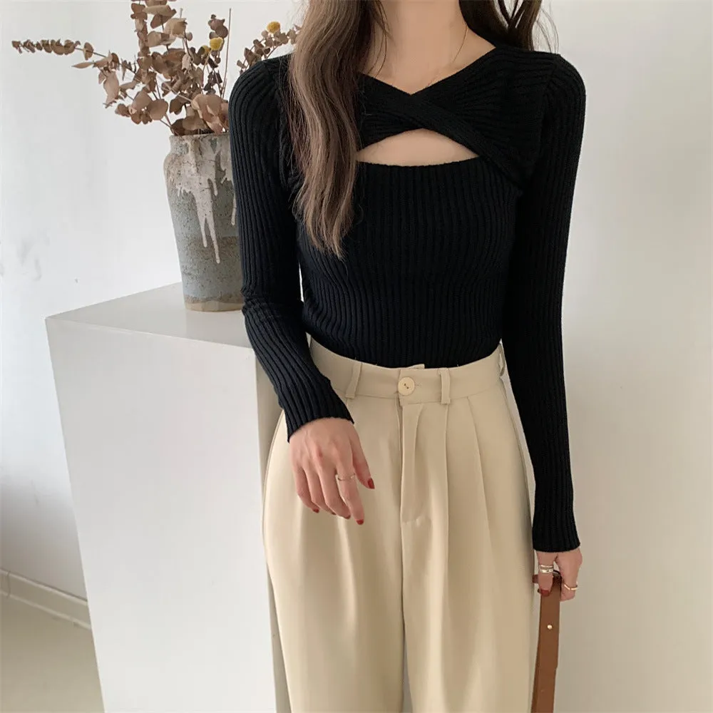 Black Flat Wrap Cut Out Top