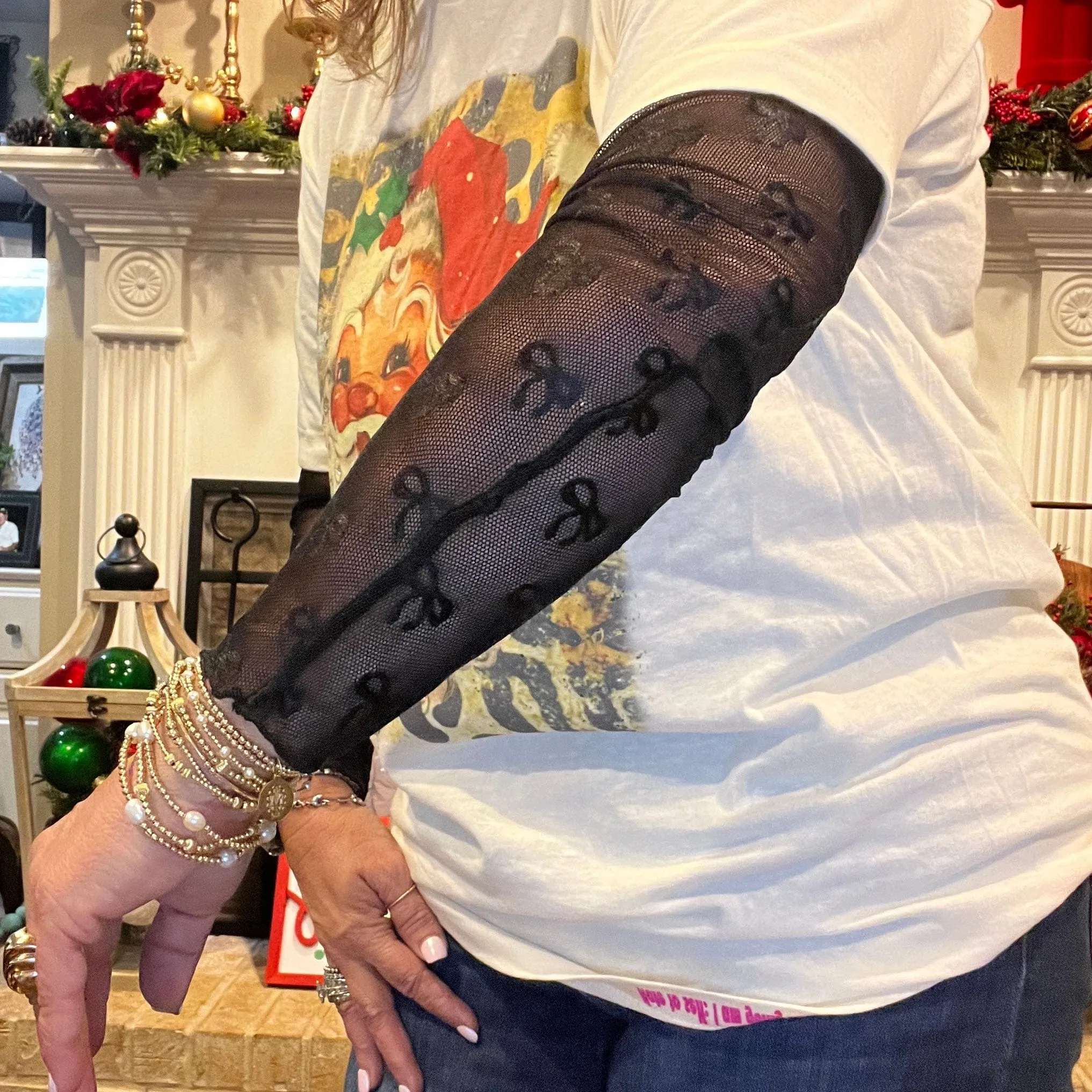 Black Lace Top with Bows