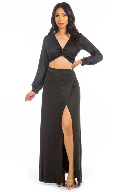 Black Long Flowing Skirt Set