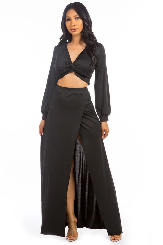 Black Long Flowing Skirt Set