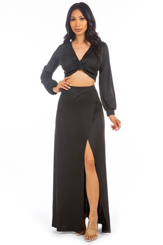Black Long Flowing Skirt Set