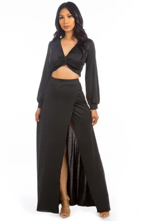Black Long Flowing Skirt Set