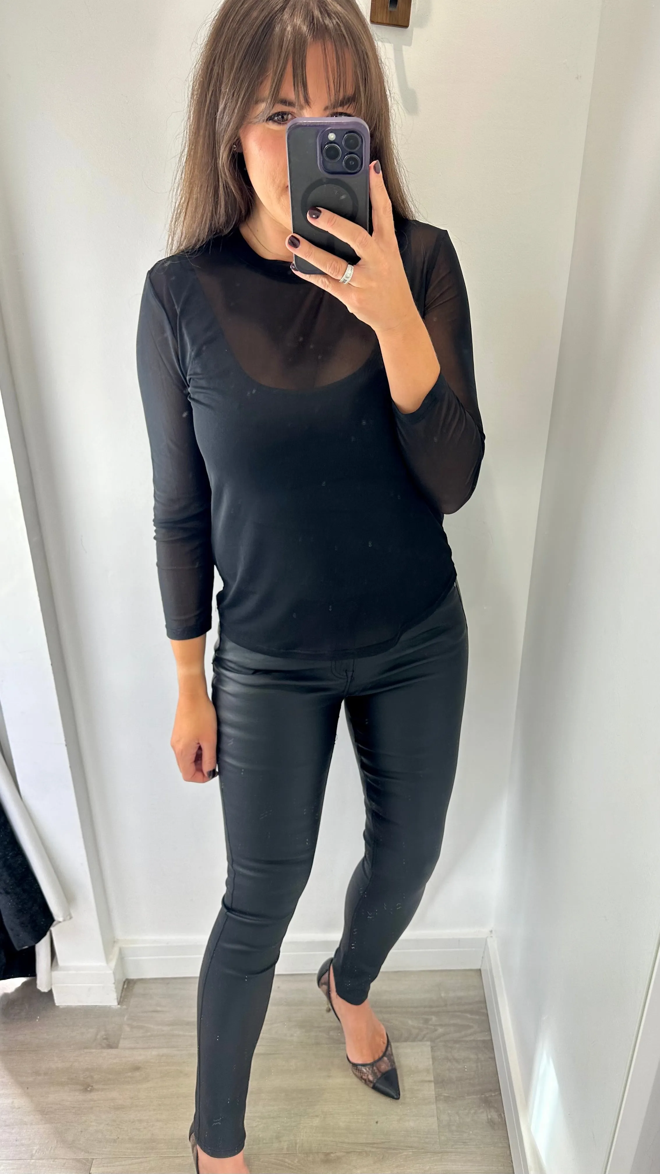 BLACK SHEER TOP