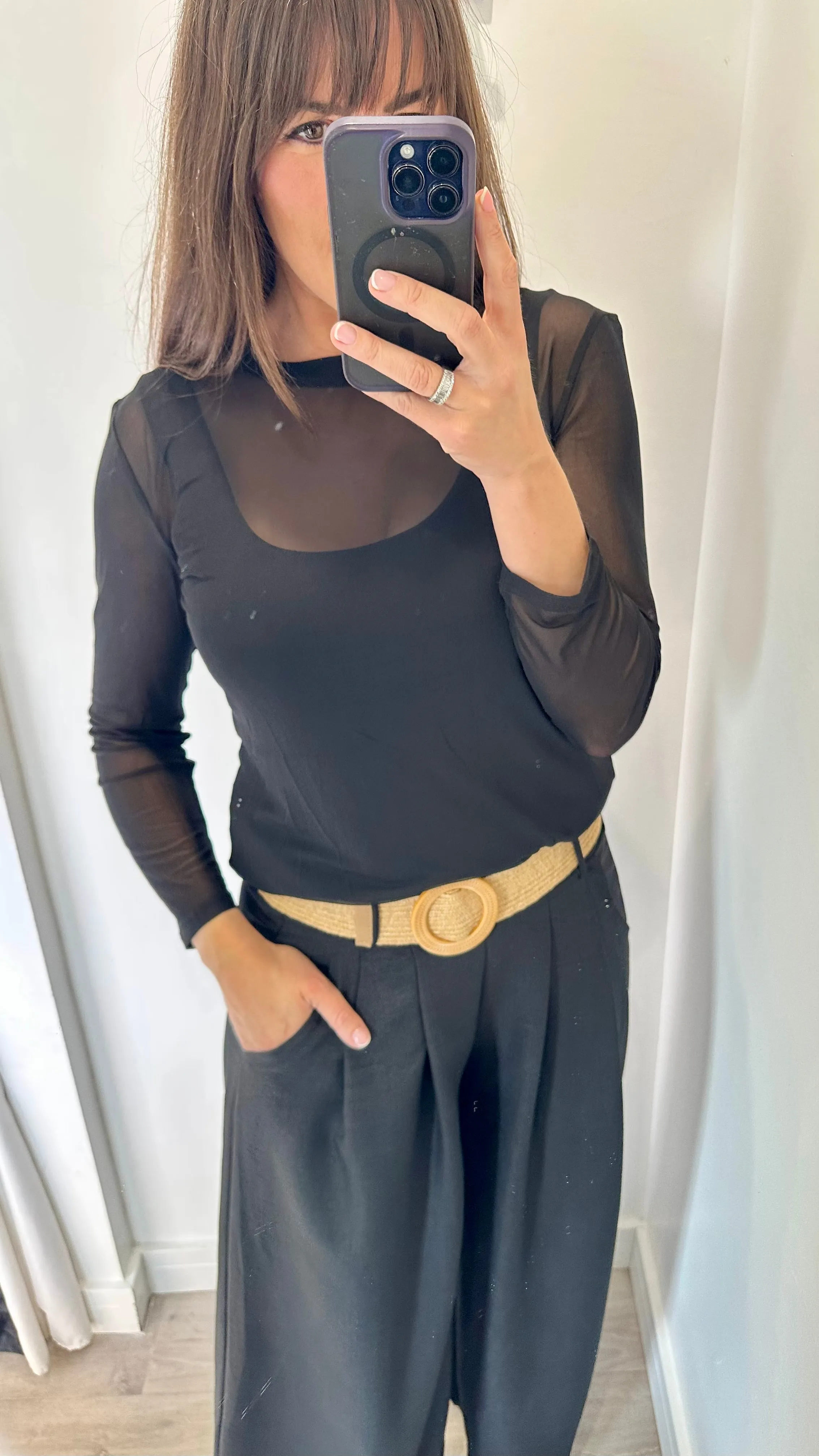 BLACK SHEER TOP