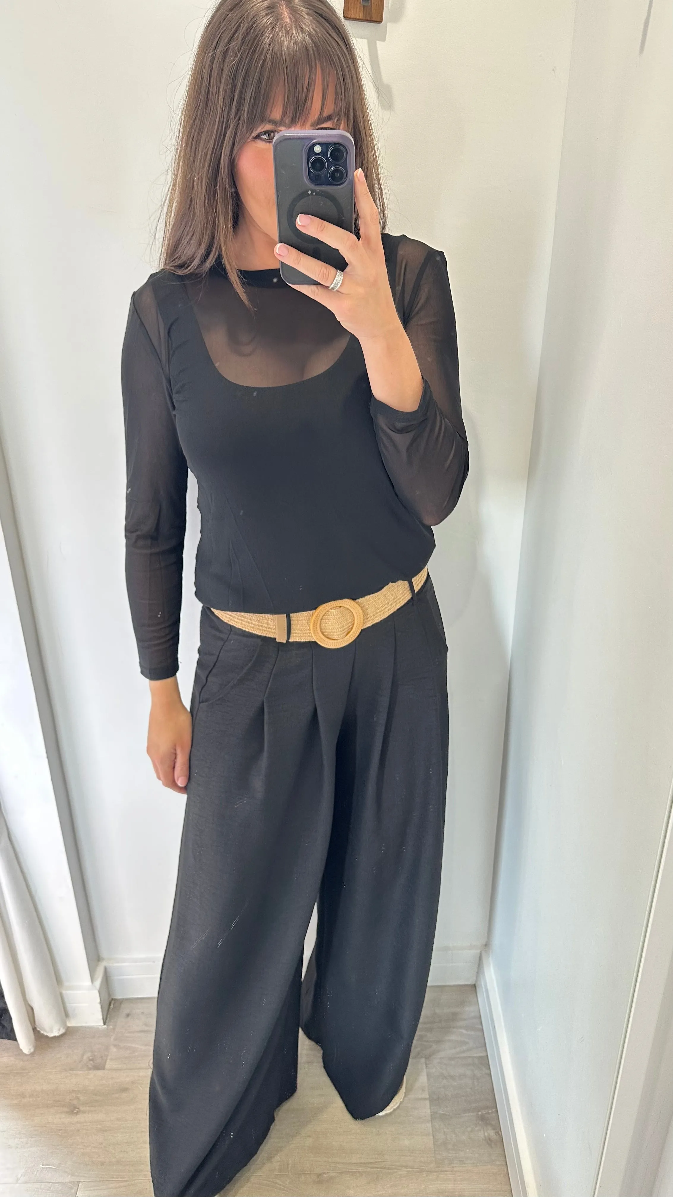 BLACK SHEER TOP