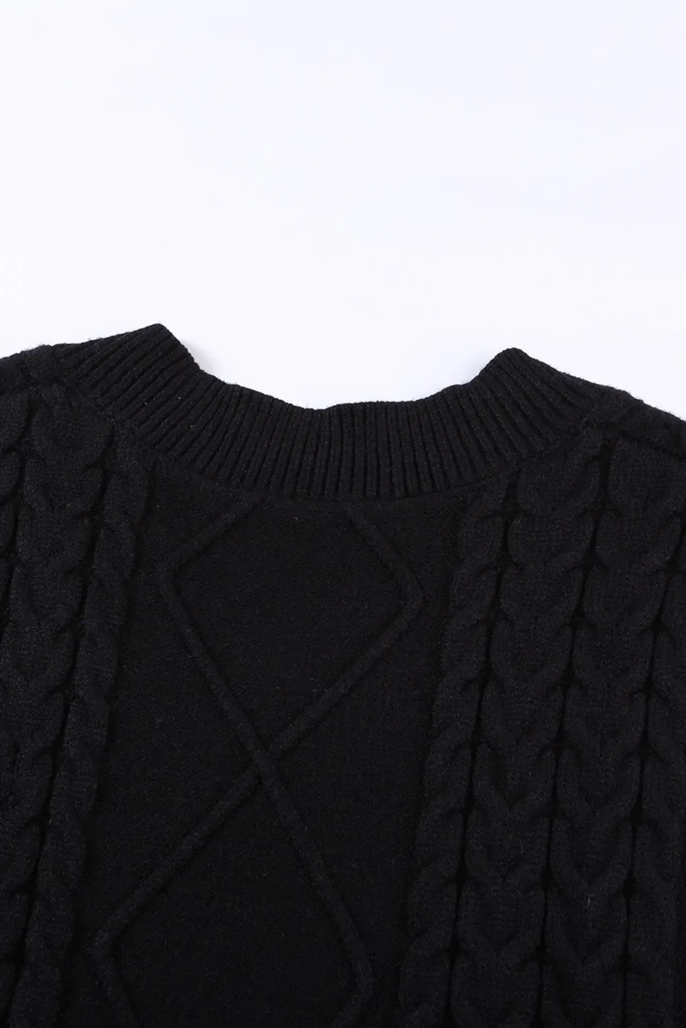 Black Sleeveless Cable Knitted Sweater Tank