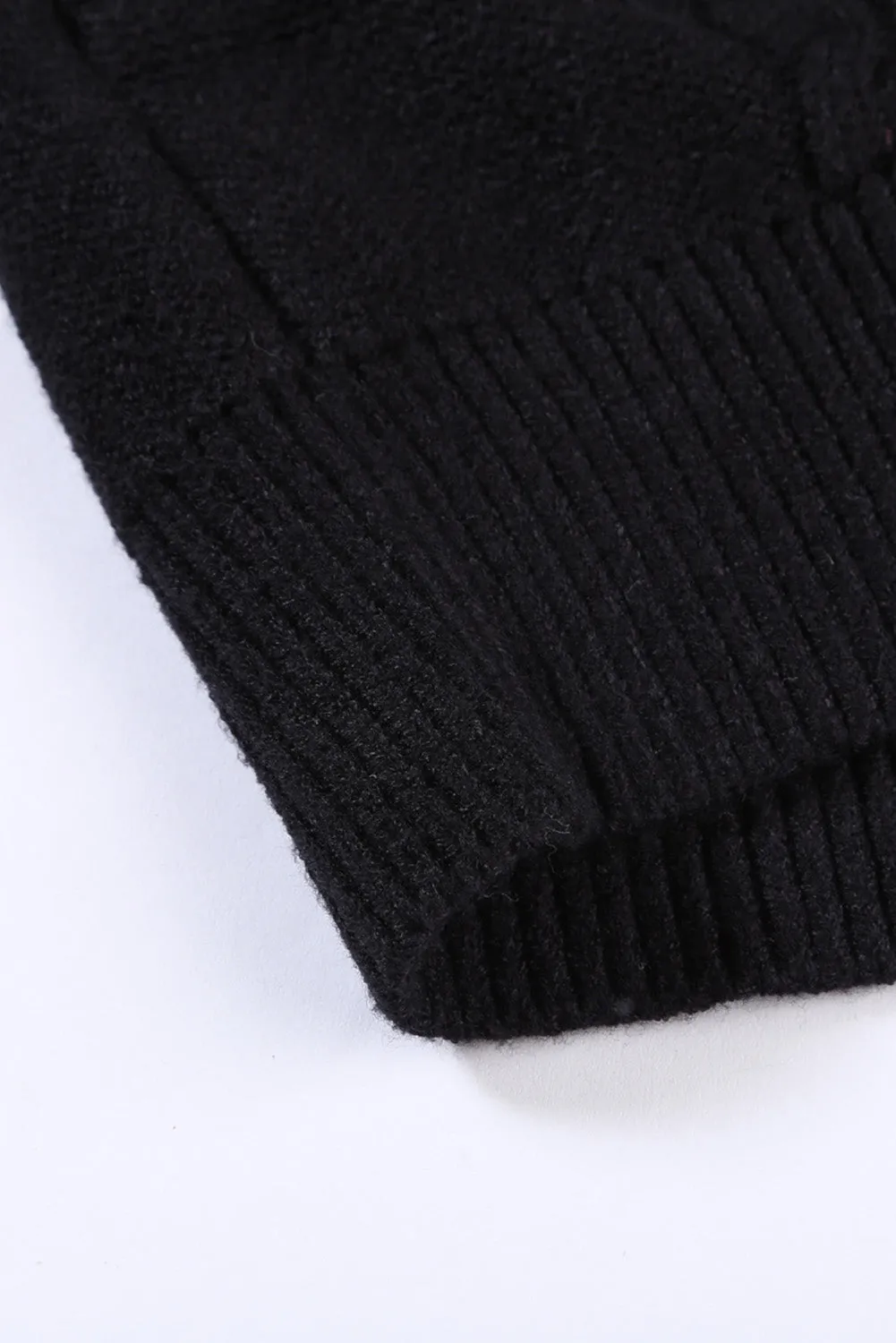 Black Sleeveless Cable Knitted Sweater Tank