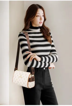 Black Striped Flat Knit Top
