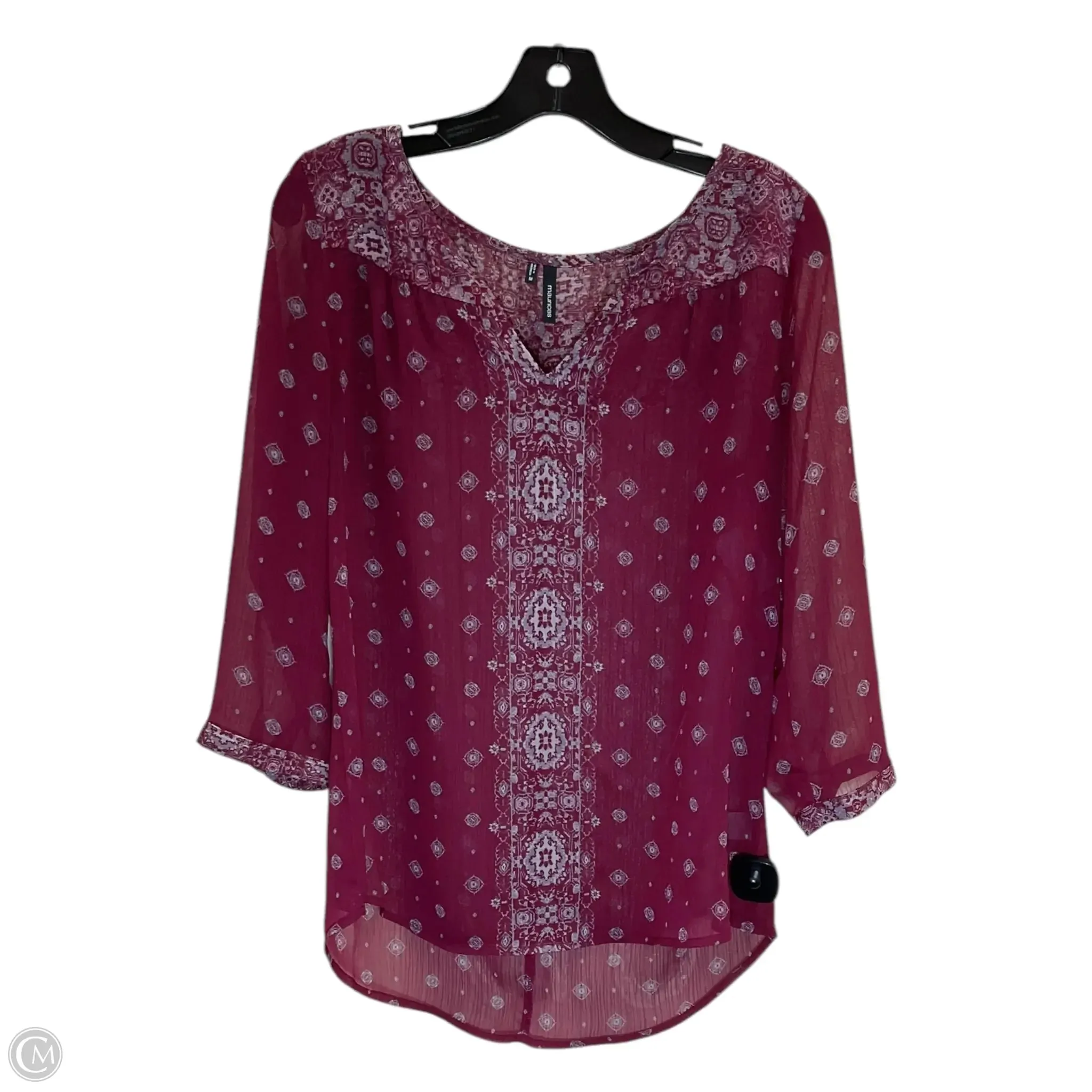 Blouse 3/4 Sleeve By Maurices In Red, Size: M