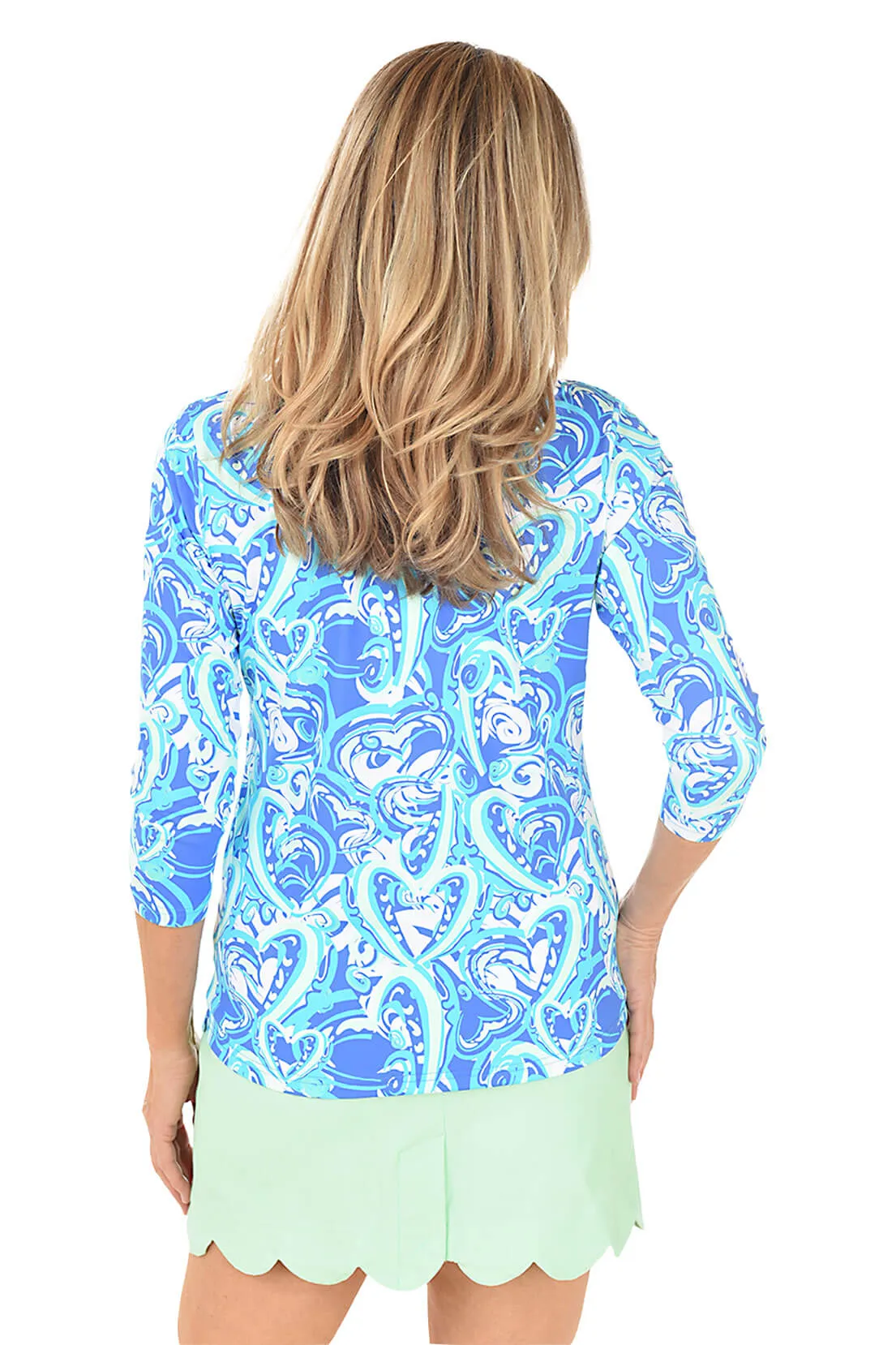 Blue Heart Explosion Classic UPF50  V-Neck Top