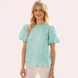 Blue tie back polka dot top