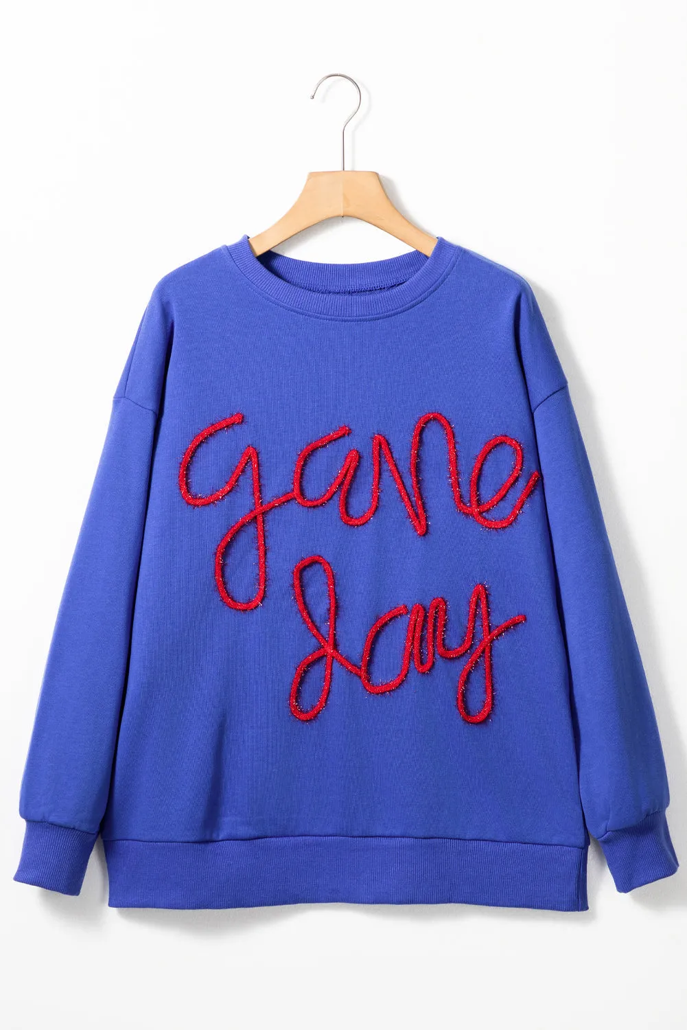Blue Tinsel Game Day Graphic Sweatshirt