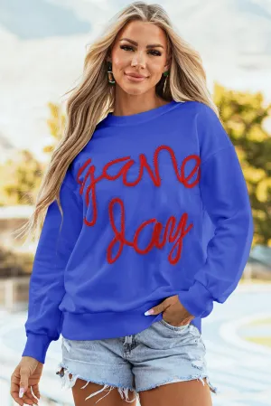 Blue Tinsel Game Day Graphic Sweatshirt