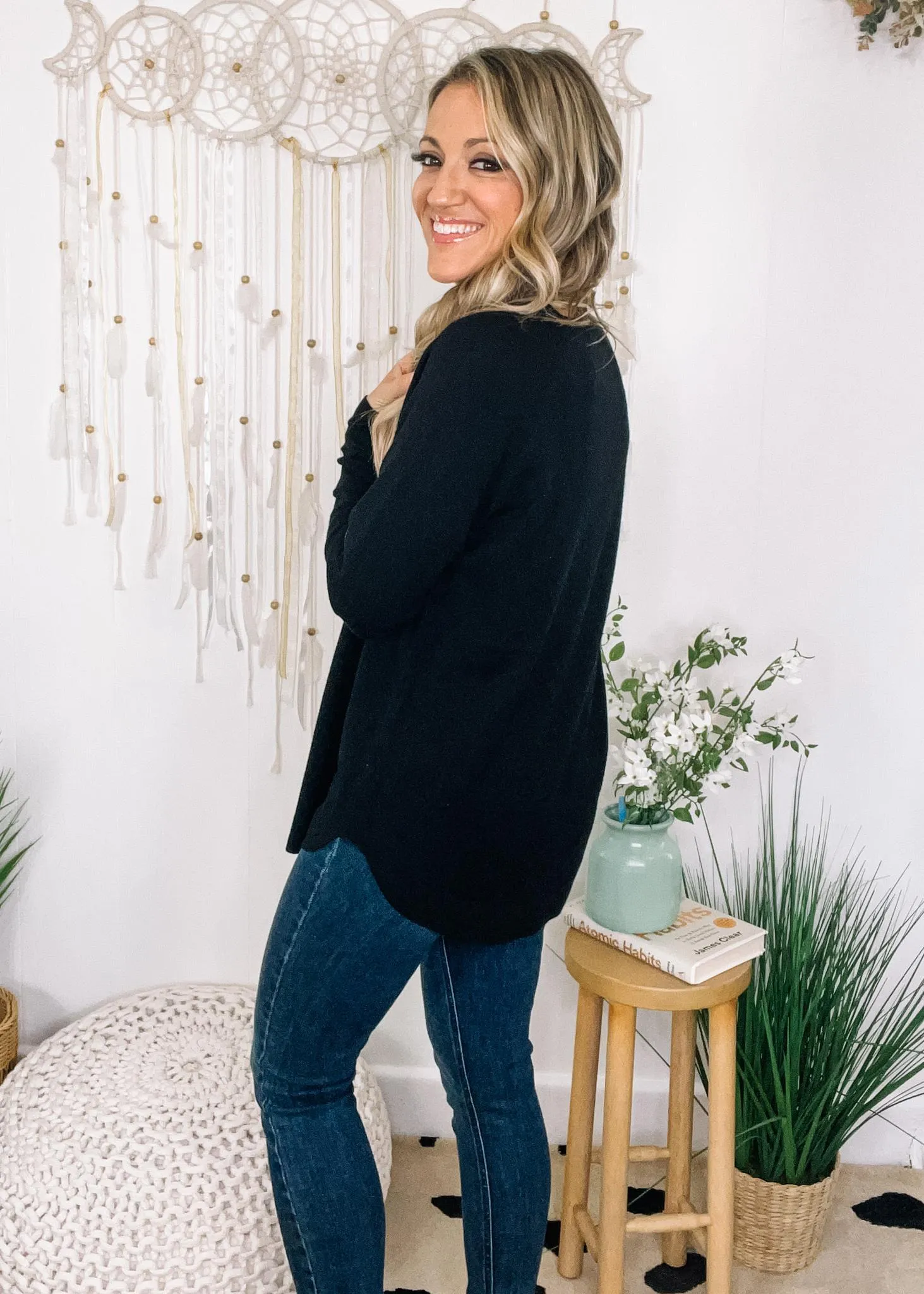 Boat Neck Long Sleeve Pullover
