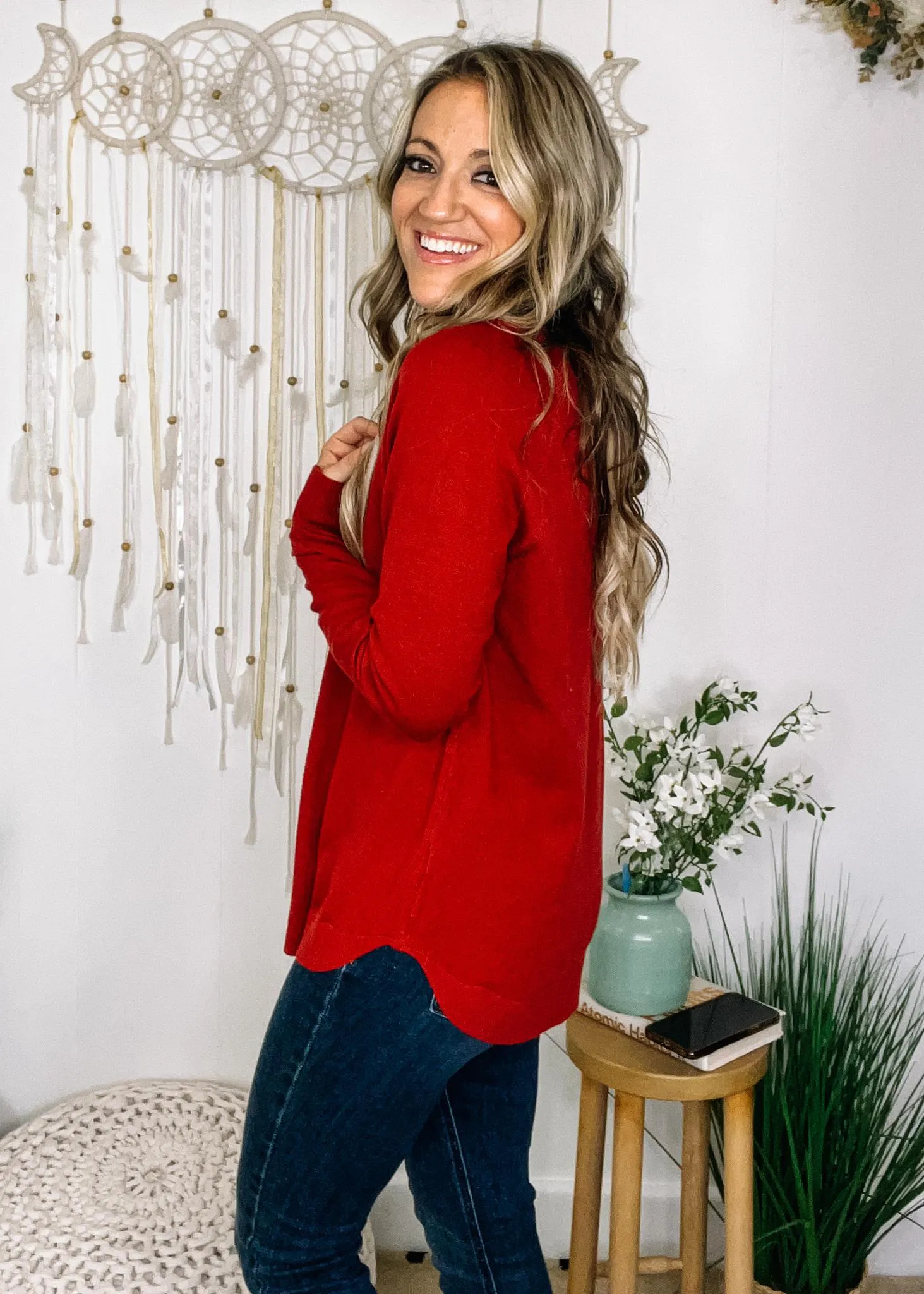 Boat Neck Long Sleeve Pullover