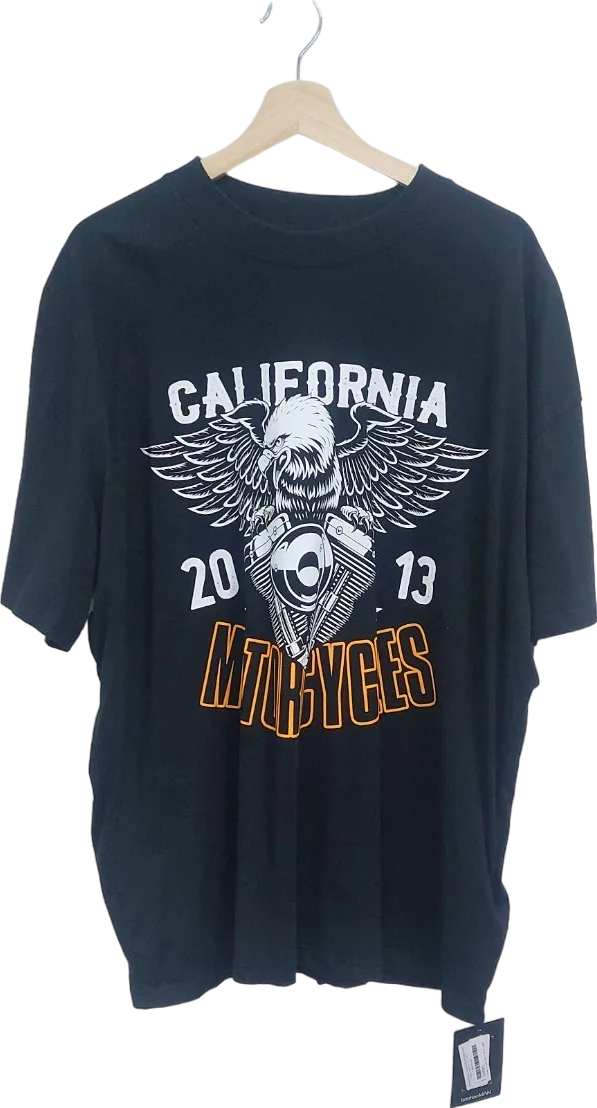BoohooMAN Black California Motorcycles T-Shirt UK L