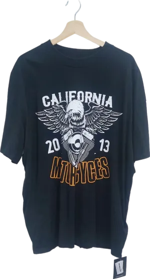 BoohooMAN Black California Motorcycles T-Shirt UK L